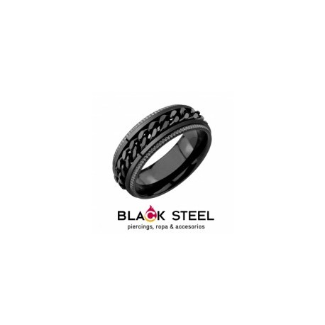 Anillo cadena negra giratoria