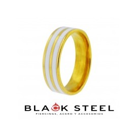 Anillo Anodizado Doble Linea Blanca