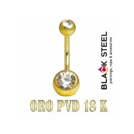 Ombligo oro pvd 18k 2 piedras